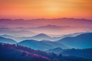 Fototapeta premium Sunrise Majesty: Peaks and Pastels 1