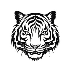 Plakat Tiger head, cartoon style, white isolated background PNG