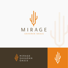 Obraz premium cactus desert outline logo design
