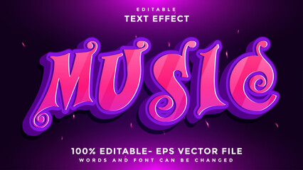 3d Minimal Word Music Editable Text Effect Design Template, Effect Saved In Graphic Style