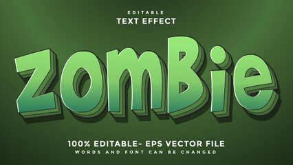 3d Minimal Word Zombie Editable Text Effect Design Template, Effect Saved In Graphic Style