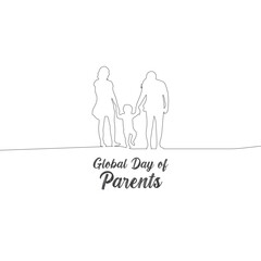 A drawing of a family with the words global day of parents