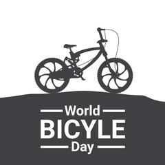 A black and white poster for world bicycle day.