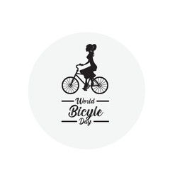 A round sign that says world bicycle day.