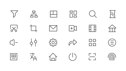Pixel Perfect. Basic User Interface Essential Set. Line Outline Icons. For App, Web, Print. Editable Stroke. Pixel Stroke Wide with Round Cap and Round Corner