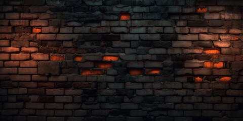 Fototapeta na wymiar Grungy dark red brick wall generative ai
