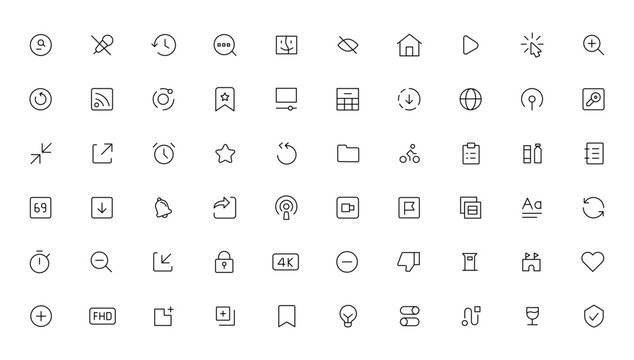 Pixel Perfect. Basic User Interface Essential Set. Line Outline Icons. For App, Web, Print. Editable Stroke. Pixel Stroke Wide with Round Cap and Round Corner