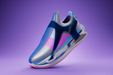 Sneaker premium 3d Render Object isolated on a purple  background