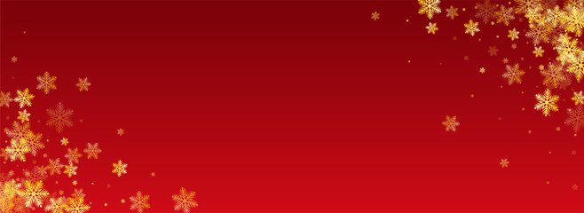 Fototapeta na wymiar Silver Snowflake Vector Panoramic Red Background.