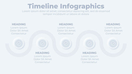 Business timeline neumorphic infographic presentation slide template