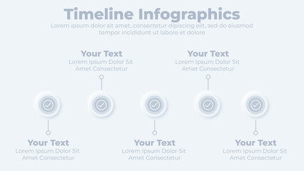 Timeline neumorphic business infographic presentation slide template