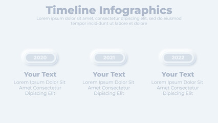 Three steps neumorphic business infographic presentation slide template