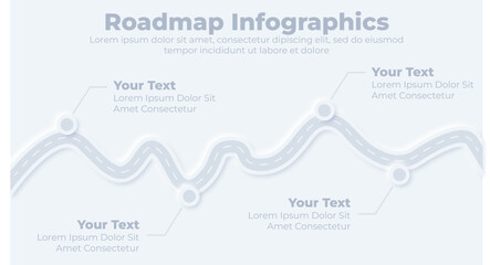 Neumorphic business roadmap planning infographic presentation template