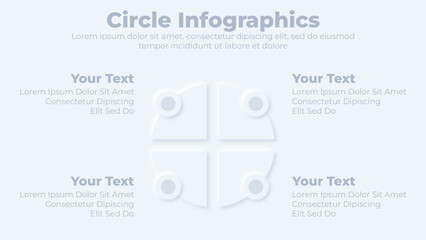 Circle four steps infographic neumorphic business presentation slide template