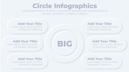 Fototapeta premium Neumorphic business flow chart infographic creative concept with 6 steps presentation template
