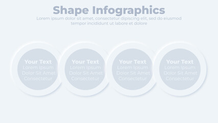 neumorphic business flow chart infographic creative concept with 4 steps presentation template
