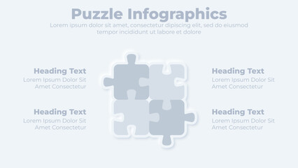 Neumorphic business creative puzzle infographic presentation template