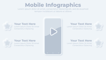 Obraz premium Neumorphic smart phone infographic presentation template