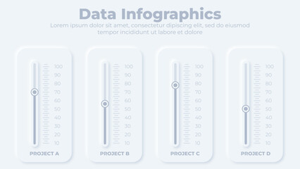 Neumorphic kpi dashboard and graphical chart elements infographic presentation template