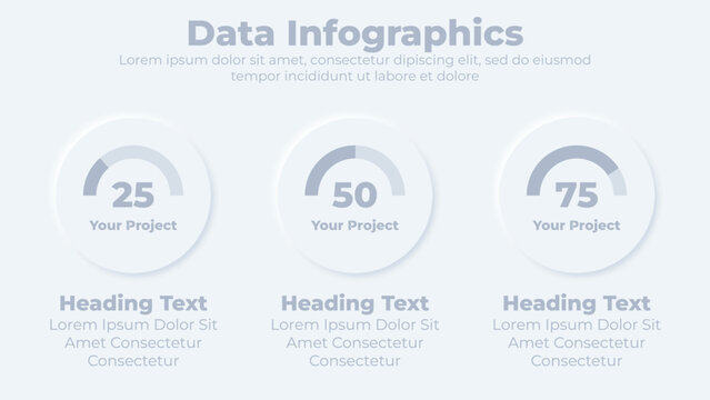  Neumorphic graphical chart elements infographic presentation template