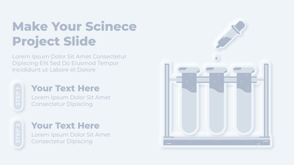 Neumorphic science and laboratory experiment equipment infographic presentation template
