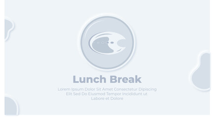 Obraz premium Neumorphic lunch break with fish on plate infographic presentation template