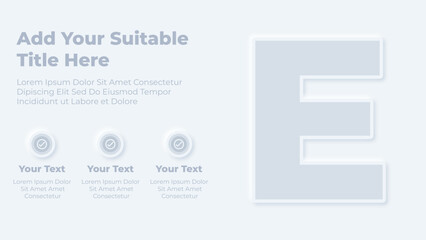  Neumorphic alphabet letter e and steps infographic presentation template