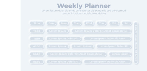 Neumorphic business work schedule and planner infographic presentation template