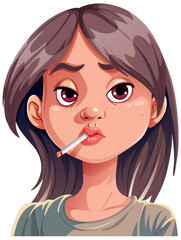 Edgy Woman with Cigarette in Mouth