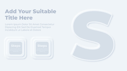 Neumorphic alphabet letter s and steps infographic presentation template