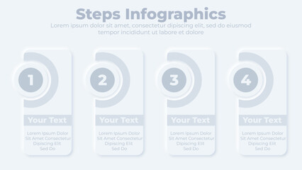 Fototapeta premium Neumorphic flow chart infographic creative concept with 4 steps presentation slide
