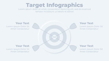 Neumorphic business target arrow infographic presentation template