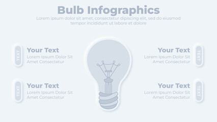 Neumorphic business idea bulb infographic presentation template