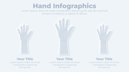 Obraz premium Neumorphic rising hand business infographic presentation template
