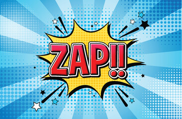 Zap retro comic speech bubble and effect in pop art style