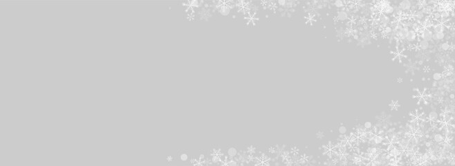Silver Snowflake Vector Panoramic Grey