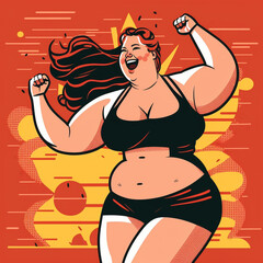 Une femme heureuse, Body positive - IA Generative - obrazy, fototapety, plakaty