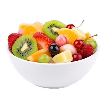 Fresh fruit salad isolated on transparent background