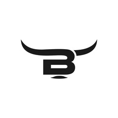 Letter B and a simple bull concept for a  design logo