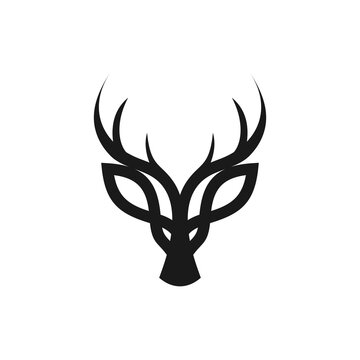decorative antler head sharp line art