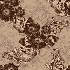 Tradition floral seamless pattern, damask vintage ornament. Royal victorian flourish wallpaper, luxury textile. Damascus style pattern for wallpapers, textile, packaging, design of luxury products