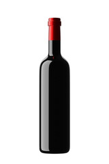 Dark glass bottle with red wine  isolated on background.3D rendering