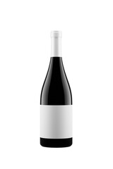 Dark glass bottle with red wine with label isolated on background, 3D rendering.