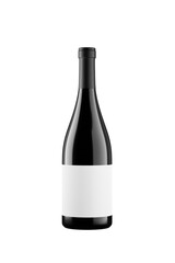 Dark glass bottle with red wine with label isolated on background, 3D rendering.