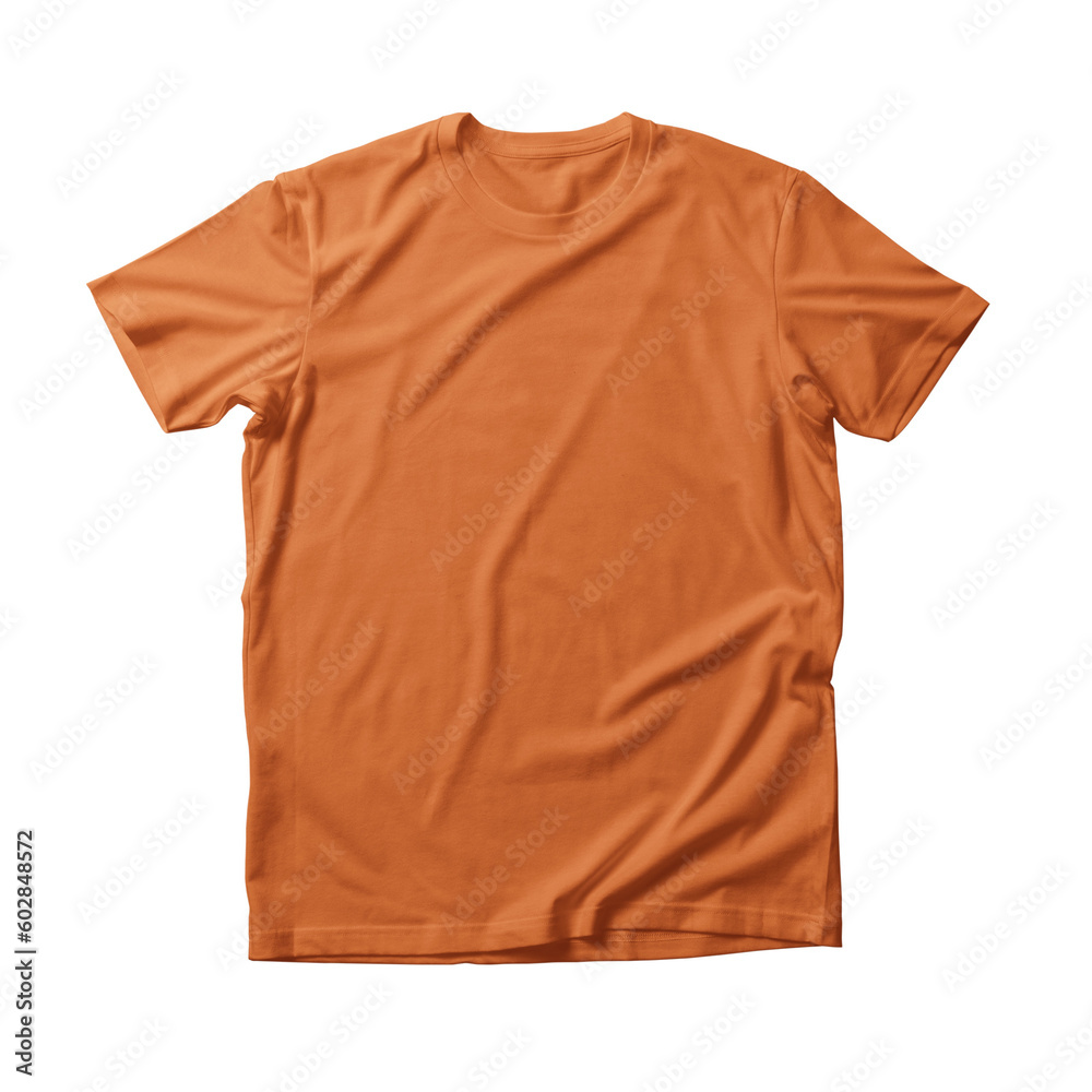 Sticker orange t shirt round neck plain transparent background 