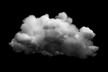 White cloud isolated on black background. Created with Generative AI Technology