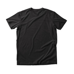 black t shirt round neck plain transparent background 