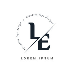 LE Letter Logo Design with a Creative Cut. Creative logo design - obrazy, fototapety, plakaty