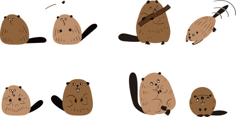 BEAVER ビーバーアイコン　いろいろなビーバー　表情　ポーズ　セット © ENI4 SUKO