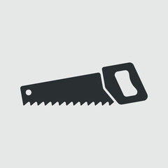 Saw or hacksaw. Simple black and white vector icon. Vector illustration
